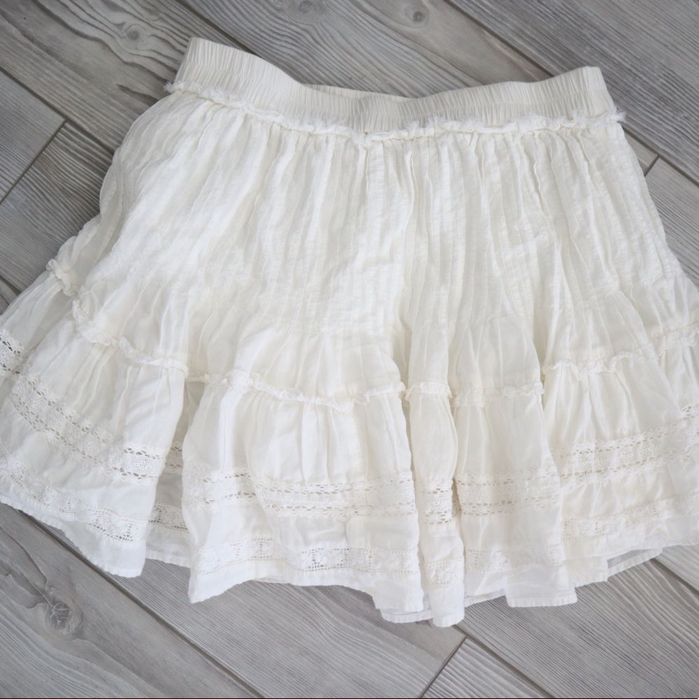 Sunday Best Jadie High Rise Pull On Ruffle Lace Skirt White 6